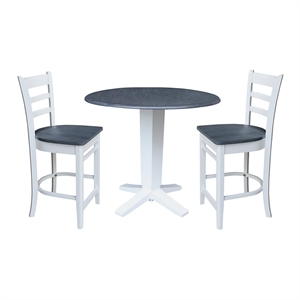 International Concepts 42&quot Round Drop Leaf Table with Two Stools