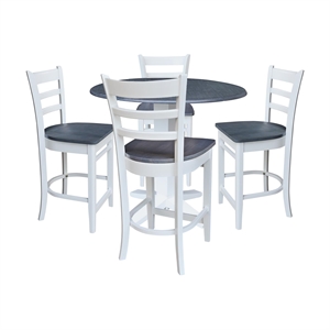 International Concepts 42&quot Round Drop Leaf Table with Four Stools