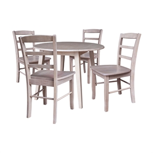 42&quot Round Dual Drop Leaf Dining Table with 4 Chairs