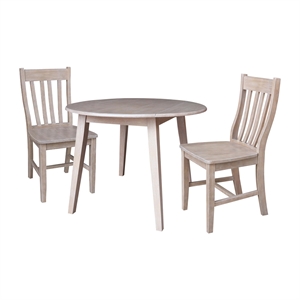 International Concepts 42&quot Round Dual Drop Leaf Dining Table with 2 Chairs