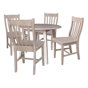 International Concepts 42&quot Round Dual Drop Leaf Dining Table with 4 Chairs