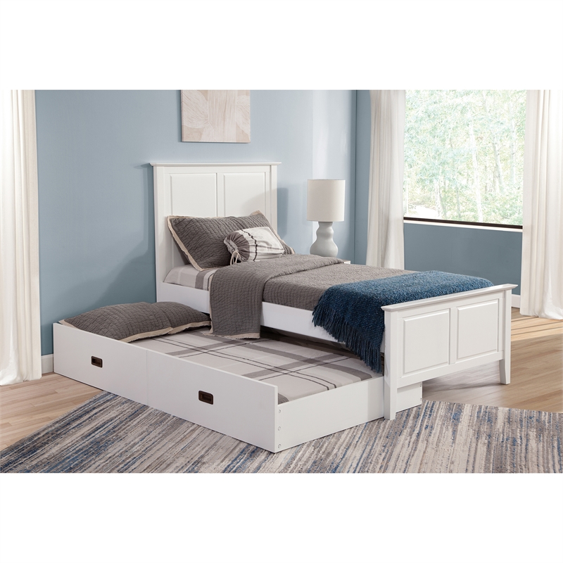 International Concepts Heritage Solid Wood Twin Trundle Bed in White