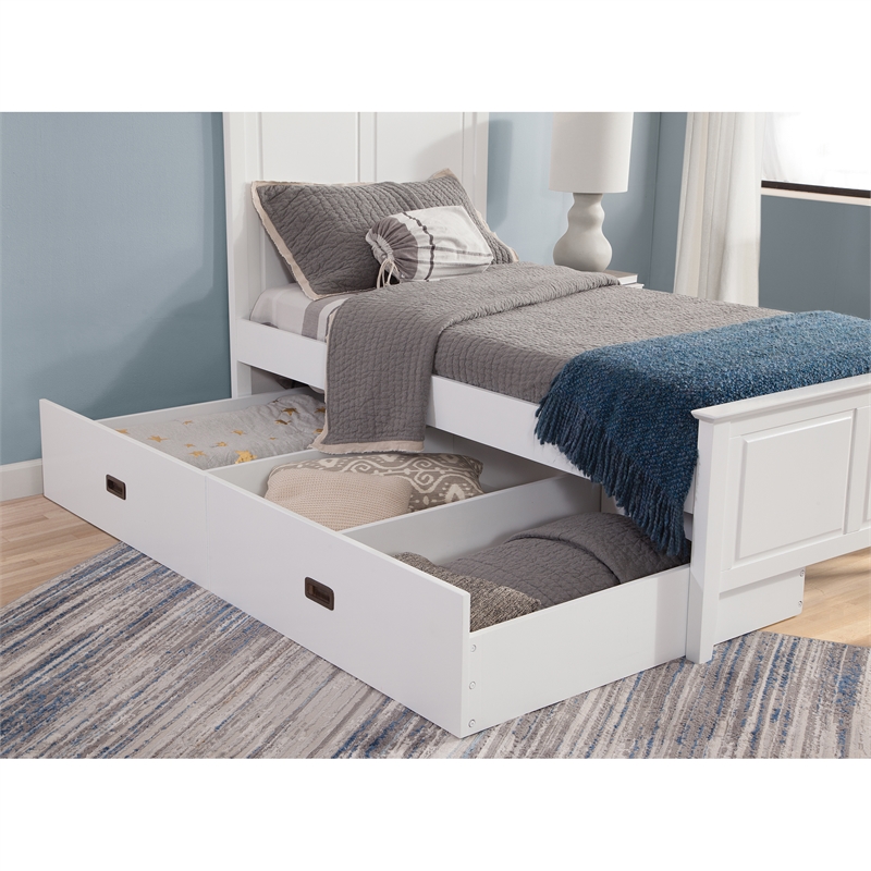 International Concepts Heritage Solid Wood Twin Trundle Bed in White