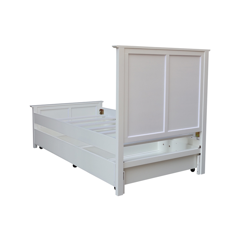 International Concepts Heritage Solid Wood Twin Trundle Bed in White