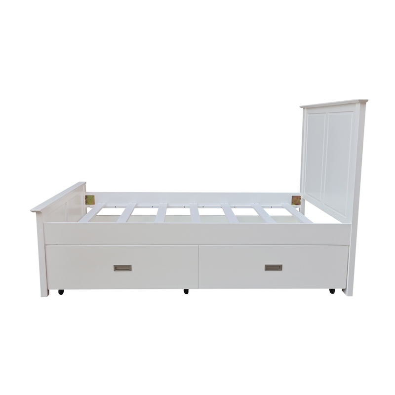 International Concepts Heritage Solid Wood Twin Trundle Bed in White