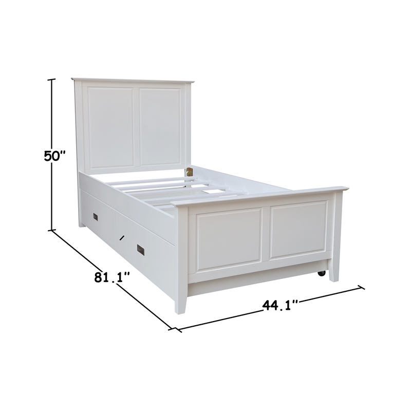 International Concepts Heritage Solid Wood Twin Trundle Bed in White