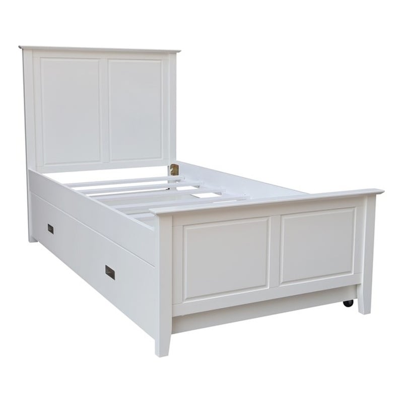 International Concepts Heritage Solid Wood Twin Trundle Bed in White