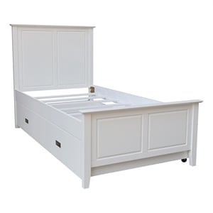 International Concepts Heritage Solid Wood Twin Trundle Bed in White