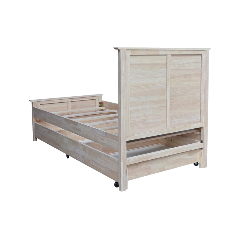 International Concepts Heritage Solid Wood Twin Trundle Bed Unfinished