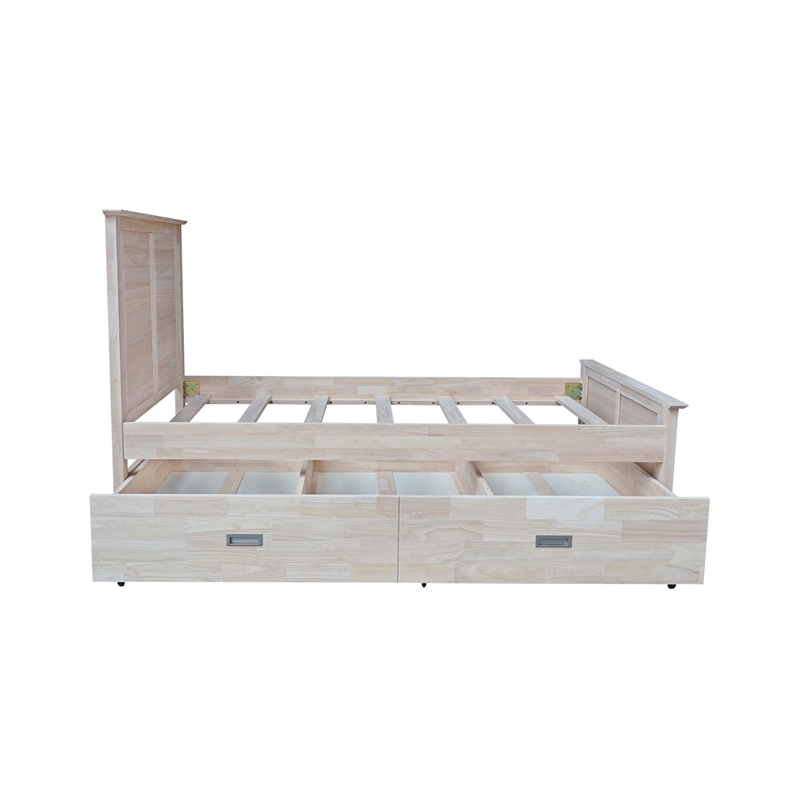 International Concepts Heritage Solid Wood Twin Trundle Bed Unfinished