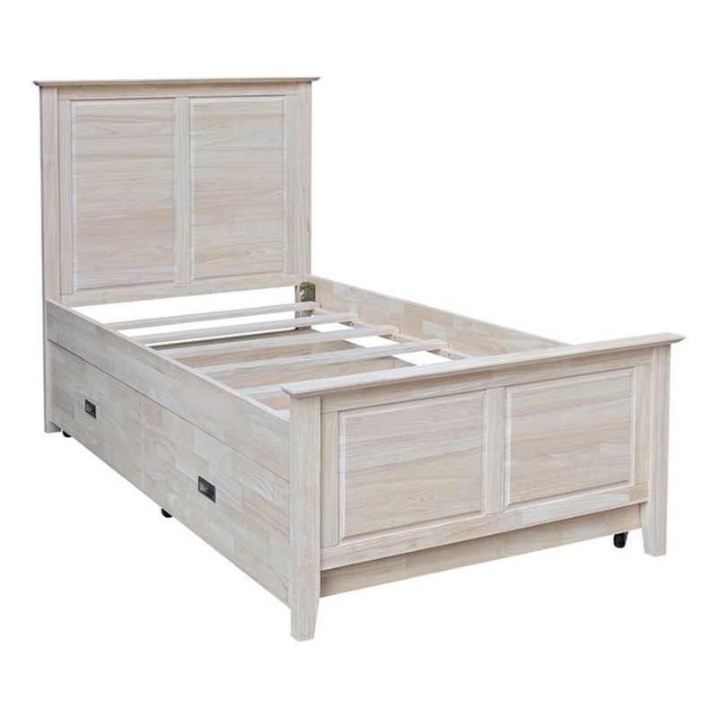 International Concepts Heritage Solid Wood Twin Trundle Bed Unfinished