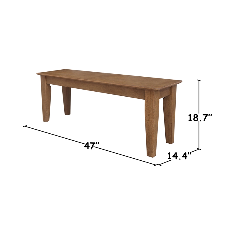 International Concepts Solid Wood Shaker Style Accent Bench in Hickory
