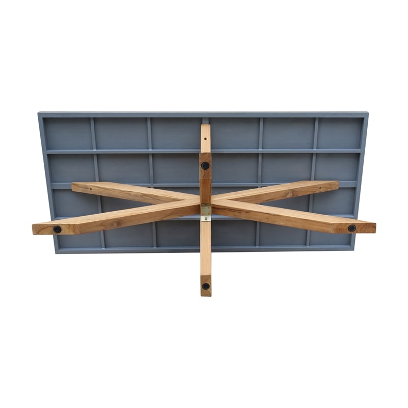 International Concepts Outdoor Teak Patio Dining Table with Polystone Top