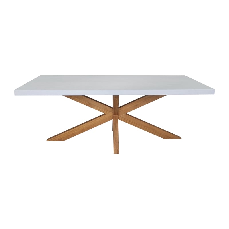 International Concepts Outdoor Teak Patio Dining Table with Polystone Top