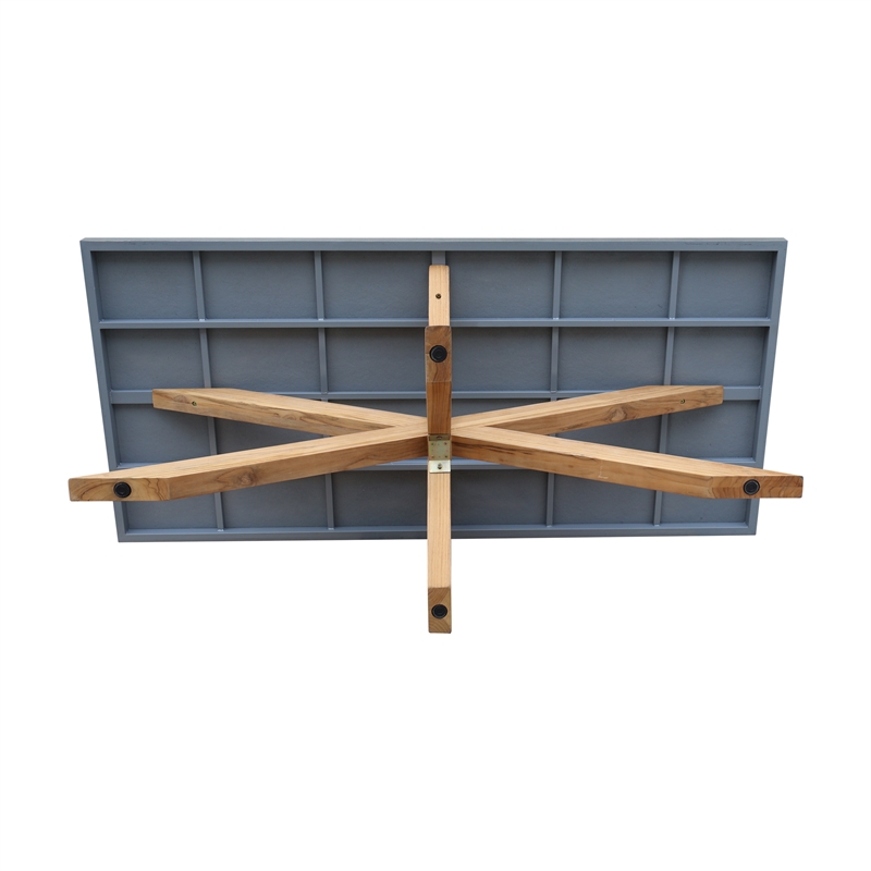 International Concepts Outdoor Teak Patio Dining Table with Polystone Top