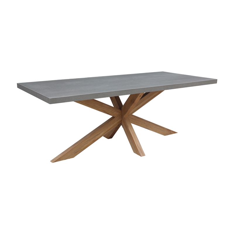 International Concepts Outdoor Teak Patio Dining Table with Polystone Top