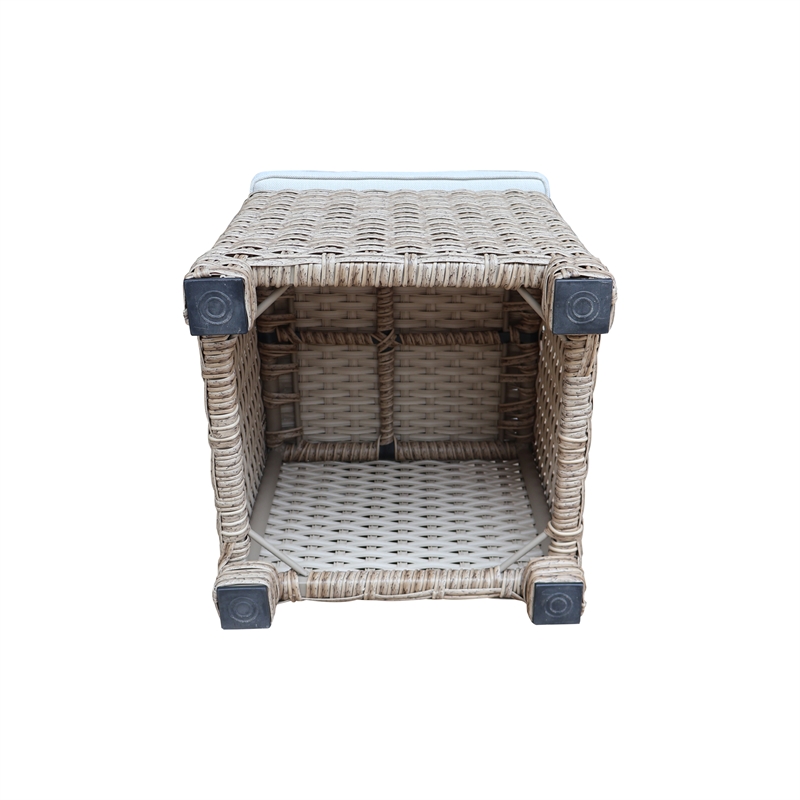 International Concepts Outdoor Set of Two Wicker Stools with Cushions