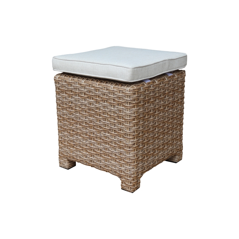 International Concepts Outdoor Set of Two Wicker Stools with Cushions