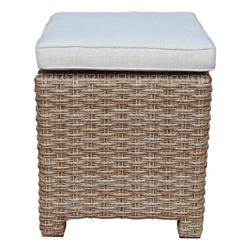 International Concepts Outdoor Set of Two Wicker Stools with Cushions