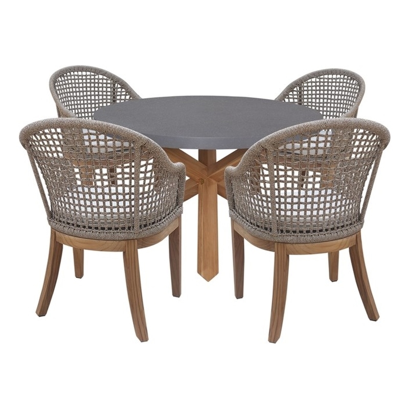 Outdoor 5 Piece Teak Patio Furniture Set with a Table and 4 Chairs