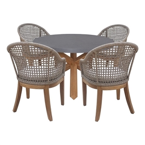 Outdoor 5 Piece Teak Patio Furniture Set with a Table and 4 Chairs
