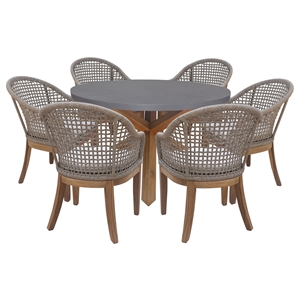 Outdoor 7 Piece Teak Patio Furniture Set with a Table and 6 Chairs