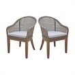 Outdoor 7 Piece Teak Patio Furniture Set in Natural and White