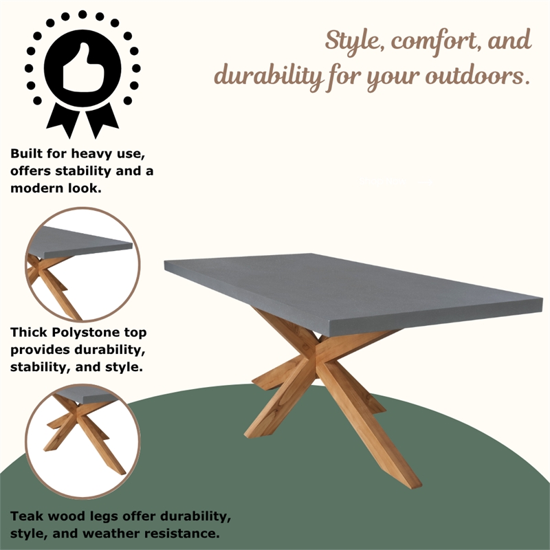 Outdoor 7 Piece Teak Patio Furniture Set with a Table and 6 Chairs