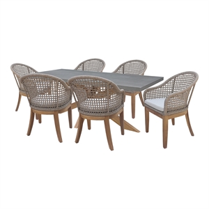 Outdoor 7 Piece Teak Patio Furniture Set with a Table and 6 Chairs