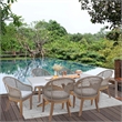 Outdoor 5 Piece Wicker Patio Furniture Set with a Round Table and 4 Chairs
