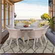 Outdoor 7 Piece Wicker Patio Furniture Set with a Round Table and 6 Chairs