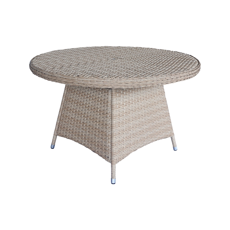 Outdoor 7 Piece Wicker Patio Furniture Set with a Round Table and 6 Chairs
