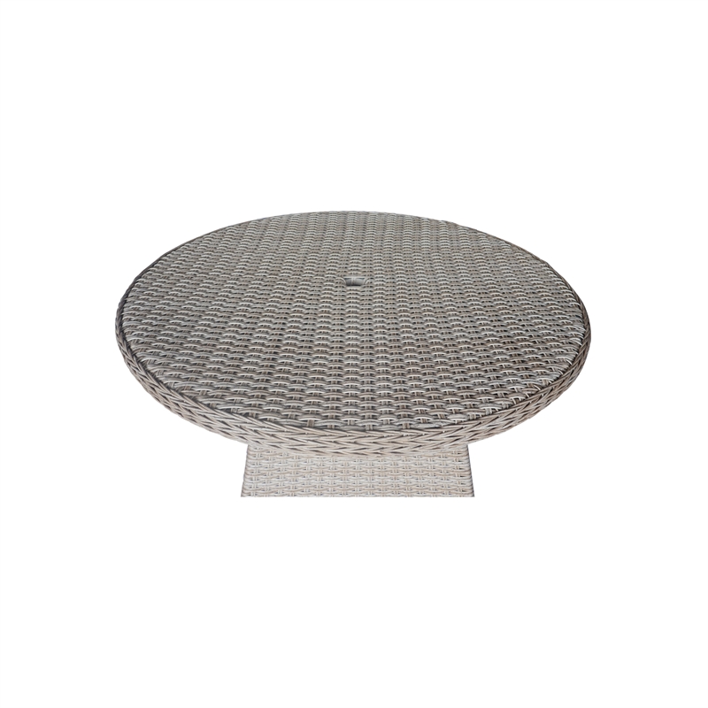 Outdoor 7 Piece Wicker Patio Furniture Set with a Round Table and 6 Chairs