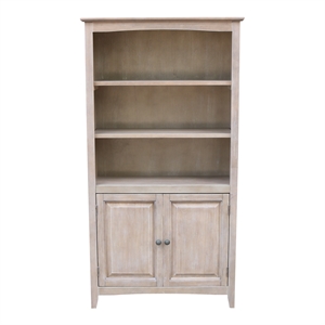 International Concepts 60&quot Solid Wood Shaker Bookcase in Washed Gray Taupe