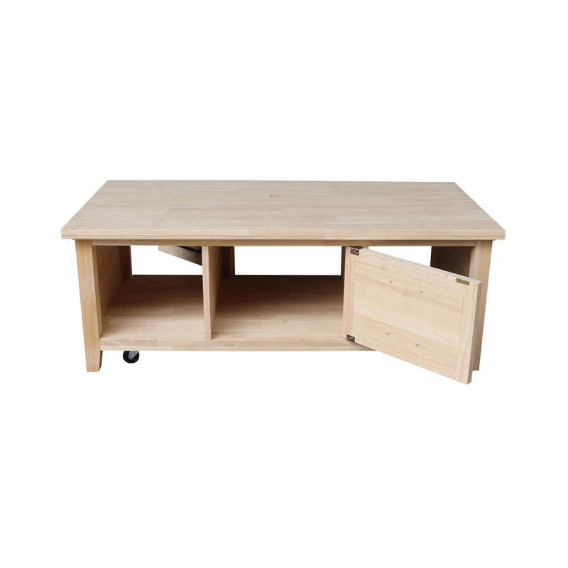 International Concepts Sanibel Solid Wood Coffee Table with Casters