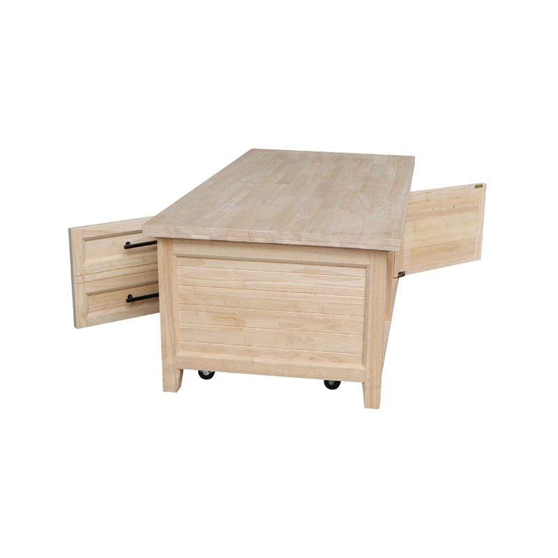 International Concepts Sanibel Solid Wood Coffee Table with Casters
