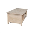 International Concepts Sanibel Solid Wood Coffee Table with Casters
