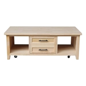 International Concepts Sanibel Solid Wood Coffee Table with Casters