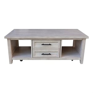 Sanibel Solid 52&quot Wood Rectangular Coffee Table with Casters in Macchiato
