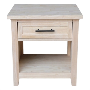 Sanibel 24&quot Wide Rectangular Solid Wood End Table in Unfinished