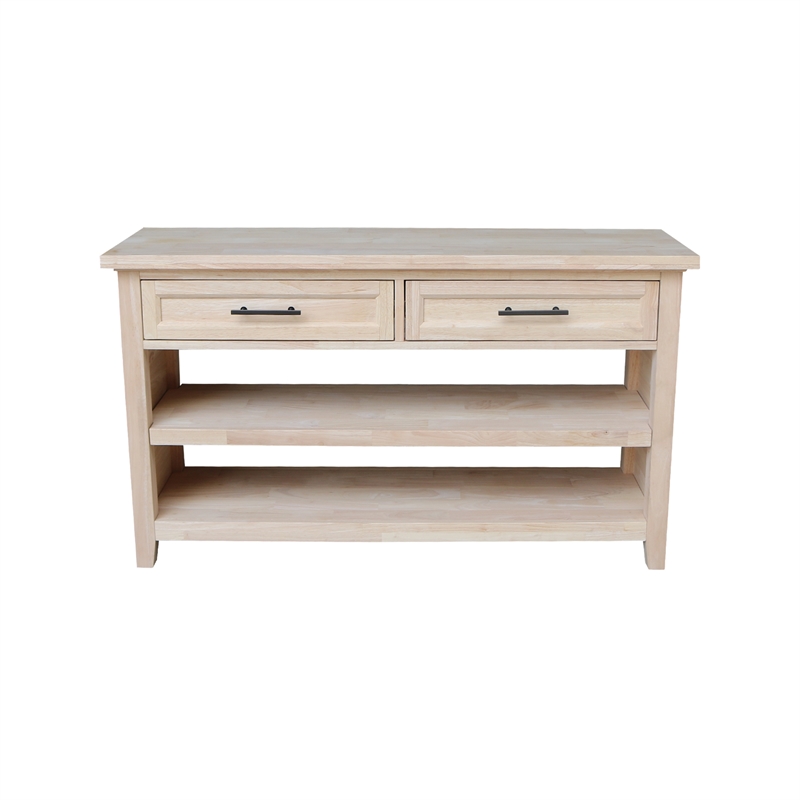 International Concepts Sanibel Solid Wood Sofa Table in Unfinished