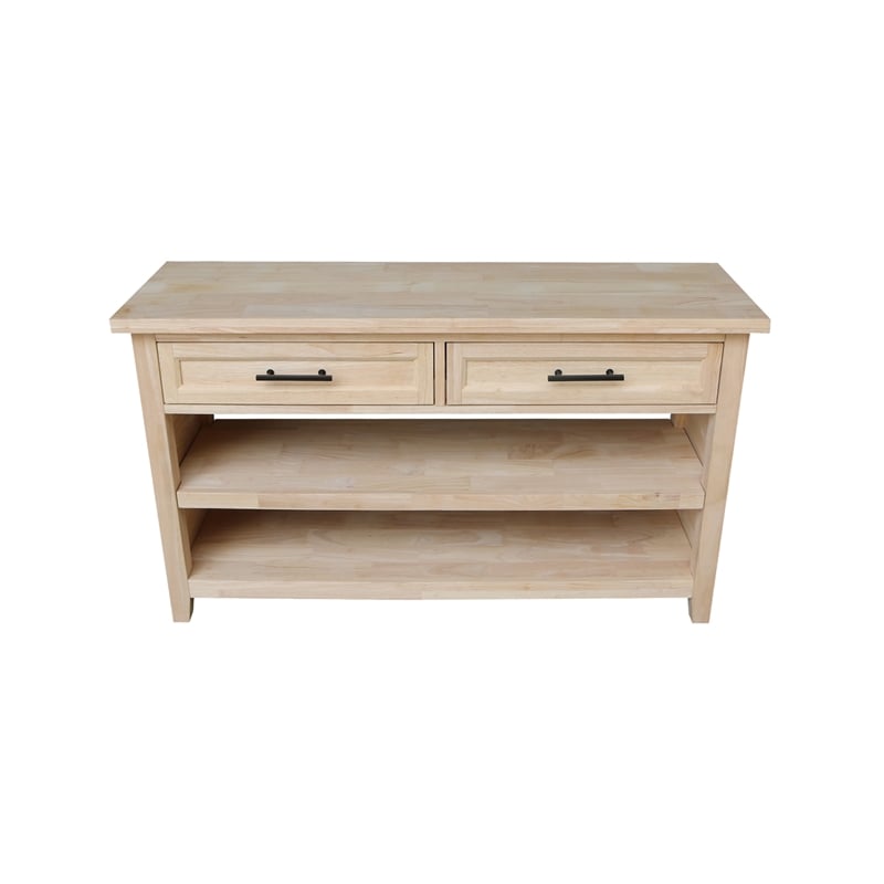 International Concepts Sanibel Solid Wood Sofa Table in Unfinished