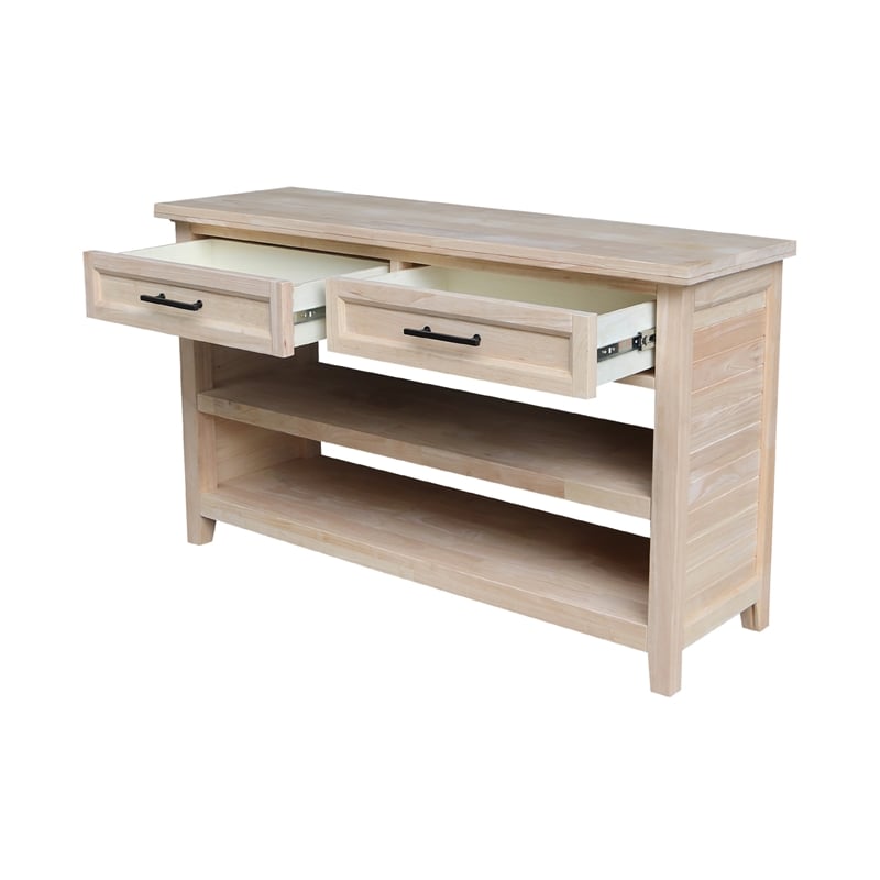 International Concepts Sanibel Solid Wood Sofa Table in Unfinished