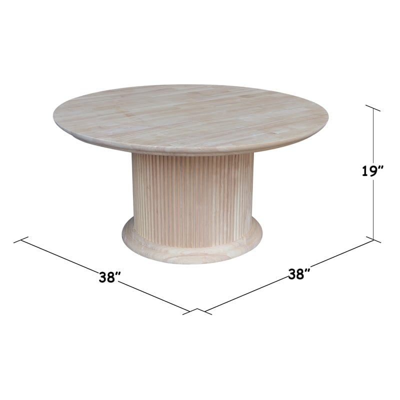 International Concepts Haven Solid Wood Round Coffee Table in Unfinished
