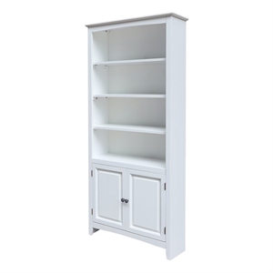 International Concepts Solid Wood Tall Shaker Bookcase - 72&quotH in White