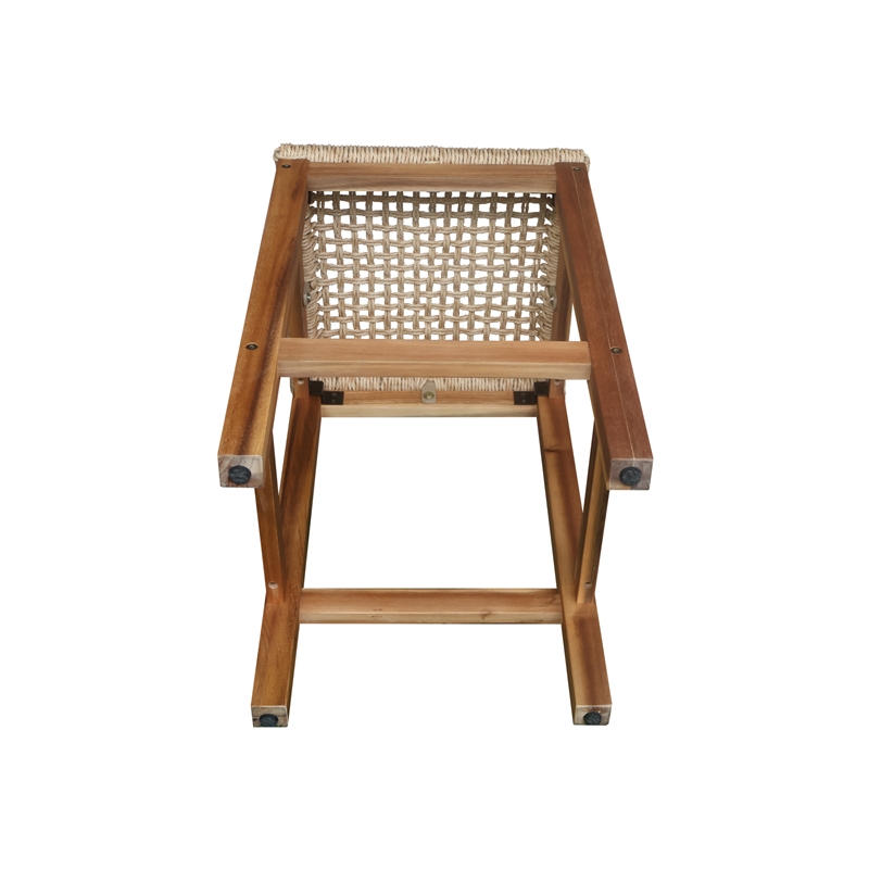 Outdoor Set of Two Stools with Wicker Seats With Oil Finish