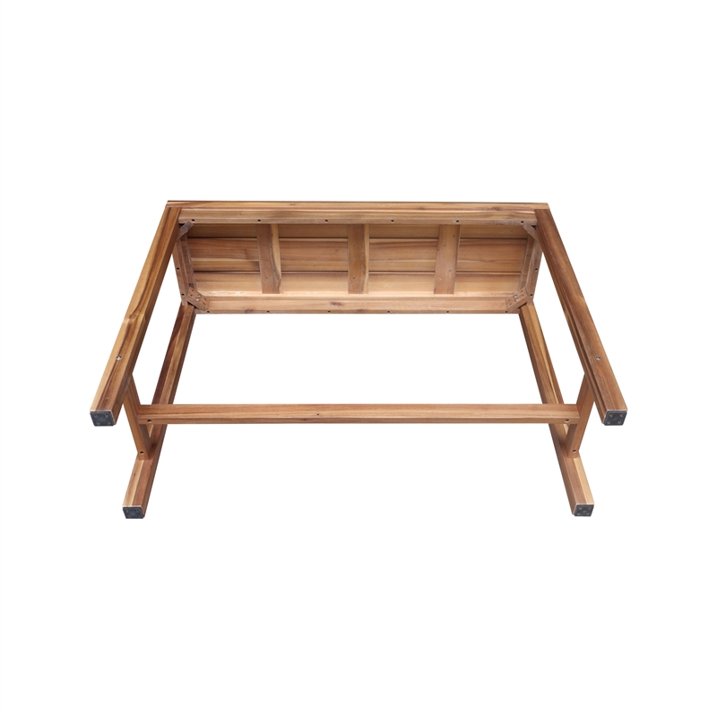 Solid Wood Outdoor Counter Height Rectangular Dining Table With Oil Finish