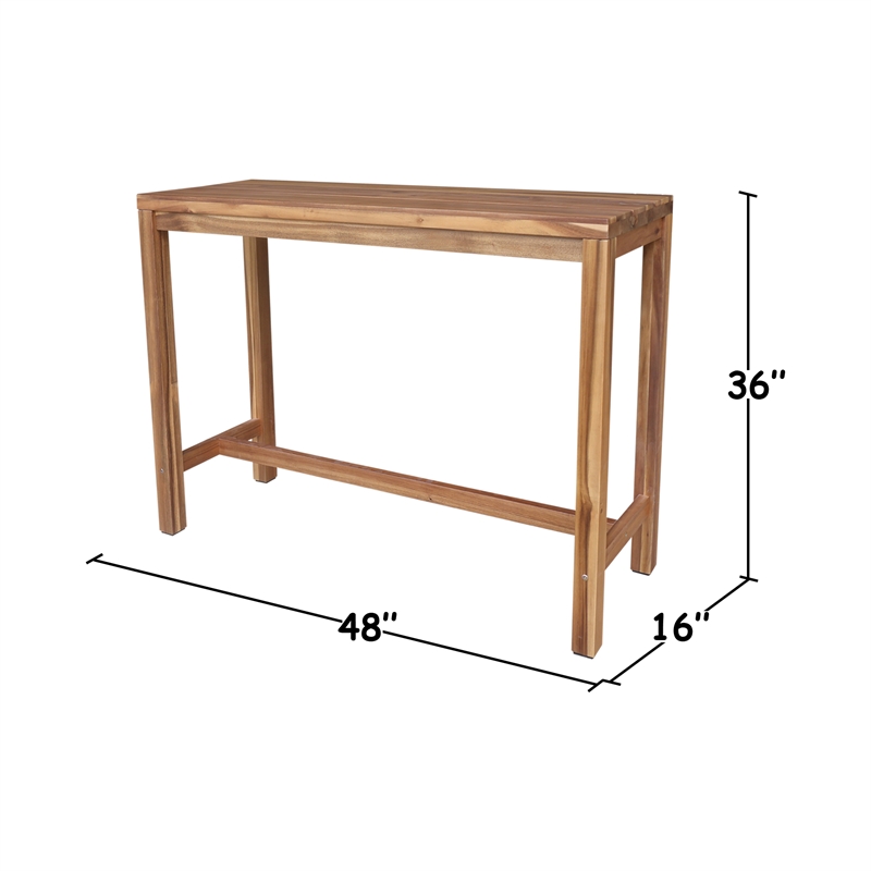 Solid Wood Outdoor Counter Height Rectangular Dining Table With Oil Finish