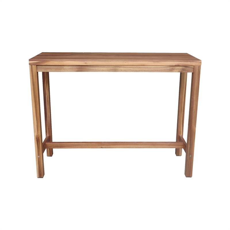 Solid Wood Outdoor Counter Height Rectangular Dining Table With Oil Finish