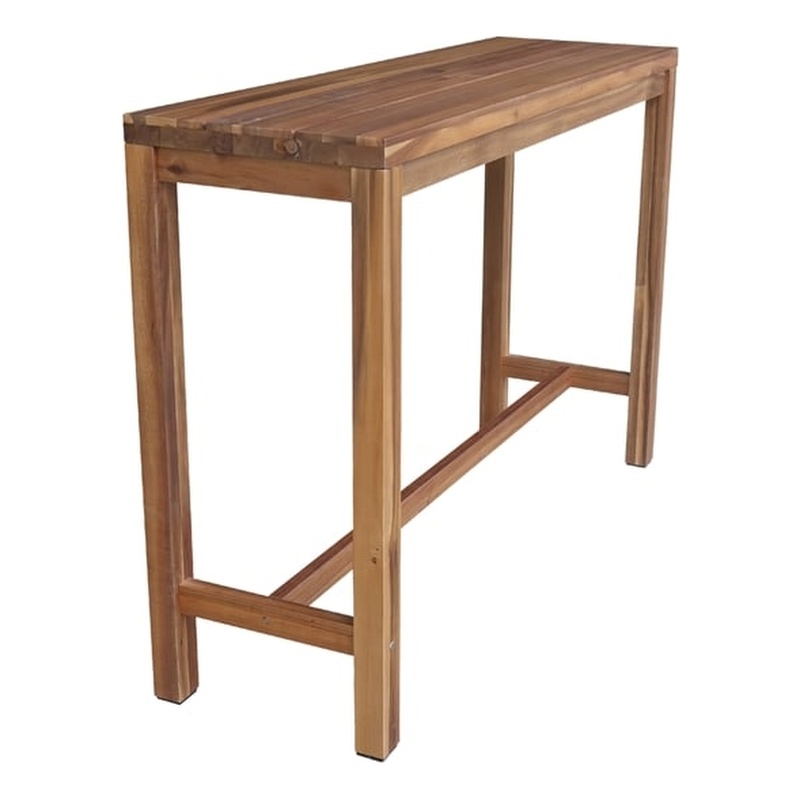 Solid Wood Outdoor Counter Height Rectangular Dining Table With Oil Finish